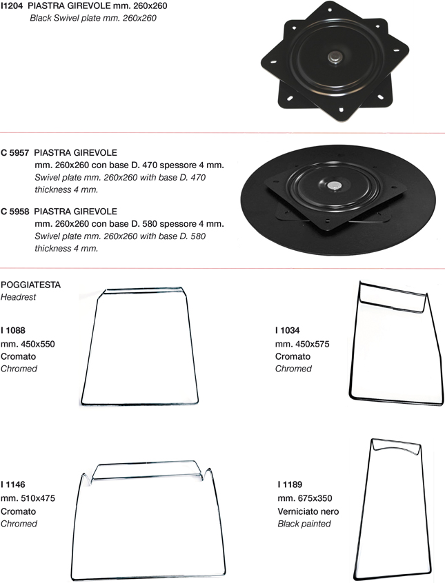 Piastra girevole Poggiatesta - Swivel plate Headrest